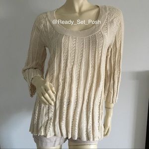 Philosophy cream 3/4 sleeve cotton flared sweater with bell sleeve